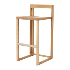 Tabouret de bar Outline 75 cm, Chêne laqué chaud-acier brossé