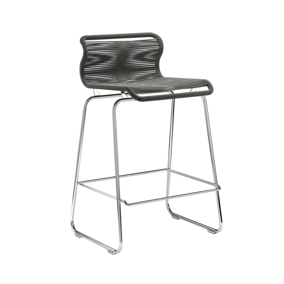 Tabouret de bar Panton One kitchen, noir, papier/acier inoxydable