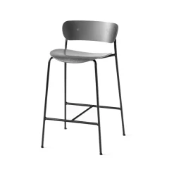 Tabouret de bar Pavilion AV7, chêne laqué noir, structure en acier