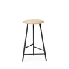 Tabouret de bar Pebble, frêne huilé, h.65, structure noire