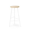 Tabouret de bar Pebble, frêne huilé, h.75, structure blanche