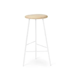 Tabouret de bar Pebble, frêne huilé, h.75, structure blanche