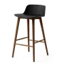 Tabouret de bar Rely HW118, Black-noyer laqué, 65 cm