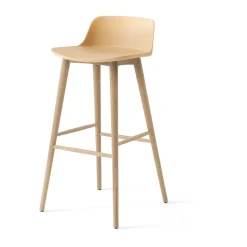 Tabouret de bar Rely HW123, Chêne laqué Beige sand, 75 cm