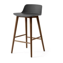 Tabouret de bar Rely HW118, Stone grey-noyer laqué, 65 cm