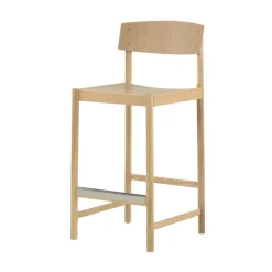 Tabouret de bar Rod 65 cm, Chêne blanchi pigmenté, finition mate laquée