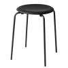 Tabouret en cuir Dot, Noir cow-boy