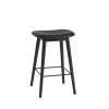 Tabouret Fiber counter 65 cm, cuir black, pieds noirs