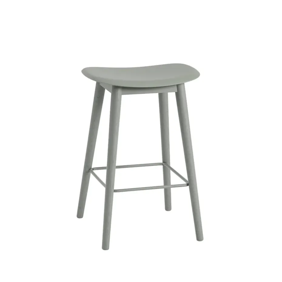 Tabouret Fiber counter 65 cm, dusty green, pieds verts