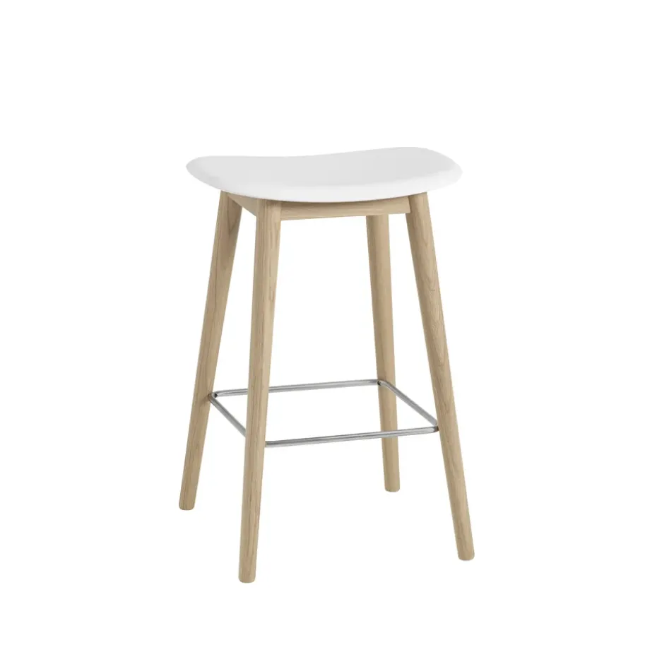 Tabouret Fiber counter 65 cm, white, pieds en chêne
