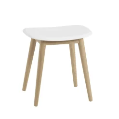 Tabouret Fiber, natural white, pieds en bois