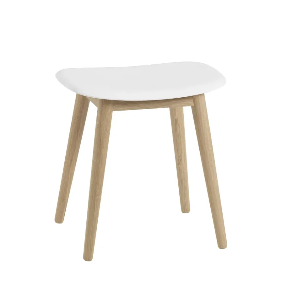 Tabouret Fiber, natural white, pieds en bois