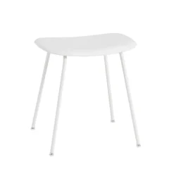 Tabouret Fiber, white, structure en acier blanc