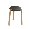 Tabouret Happy, gris, pieds en chêne
