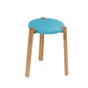 Tabouret Happy, turquoise, pieds en chêne