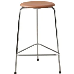 Tabouret haut en cuir Dot, Walnut