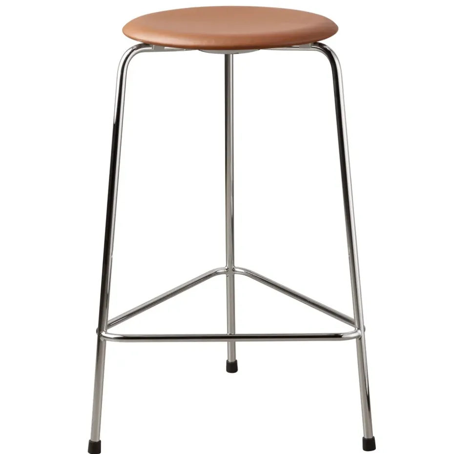 Tabouret haut en cuir Dot, Walnut