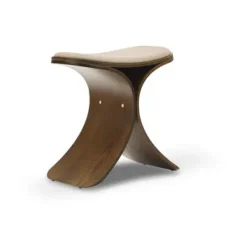 Tabouret Luno 48x28x72 cm, Chêne foncé-beige foncé textile