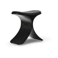 Tabouret Luno 48x28x72 cm, Chêne noir-cuir noir