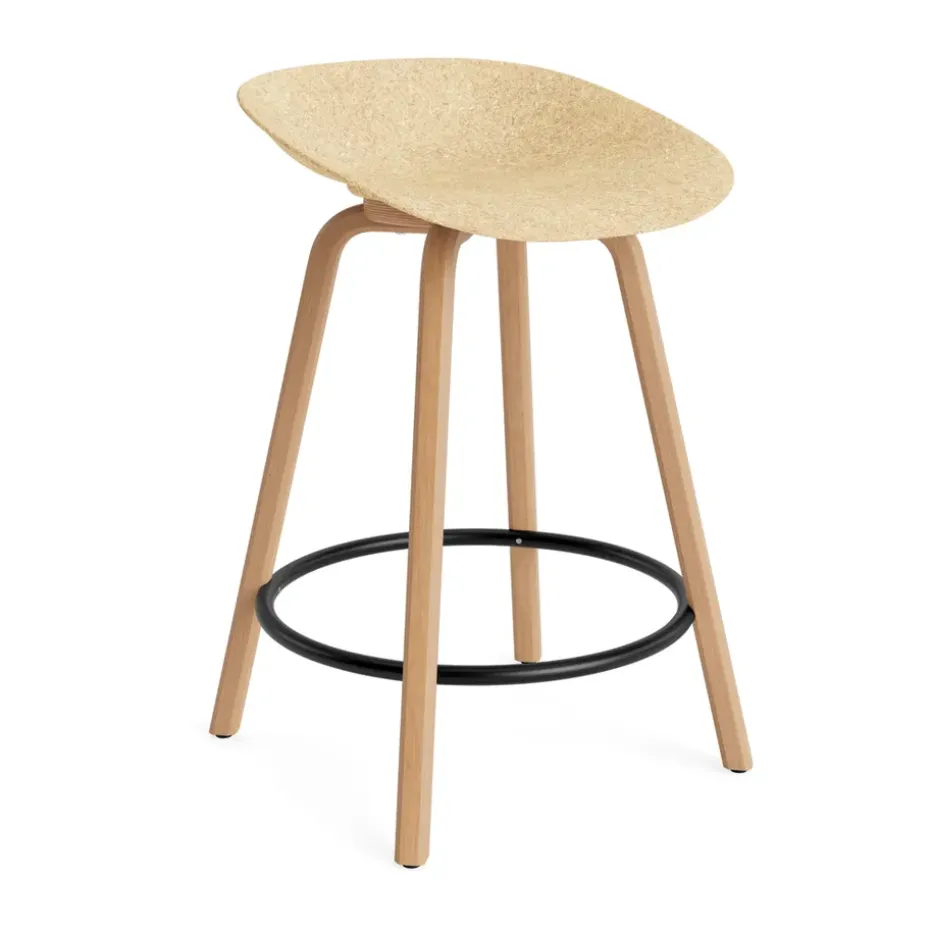 Tabouret Mat Barstool 65 cm, Hemp-hêtre-acier noir