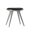 Tabouret Mater, cuir noir, structure en aluminium