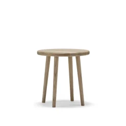 Tabouret Miss Button, chêne huilé blanc, bas