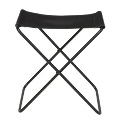 Tabouret Nola cuir, Noir, 45 cm