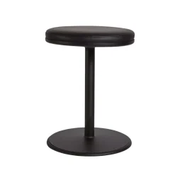 Tabouret Orbit, noir, cuir noir