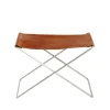 Tabouret OX Stool, cuir cognac, acier inoxydable
