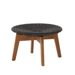 Tabouret Peacock, Dark grey, rope, pieds en teck