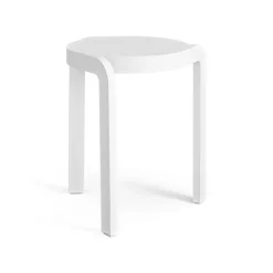 Tabouret Spin H44 cm, Frêne émaillé blanc