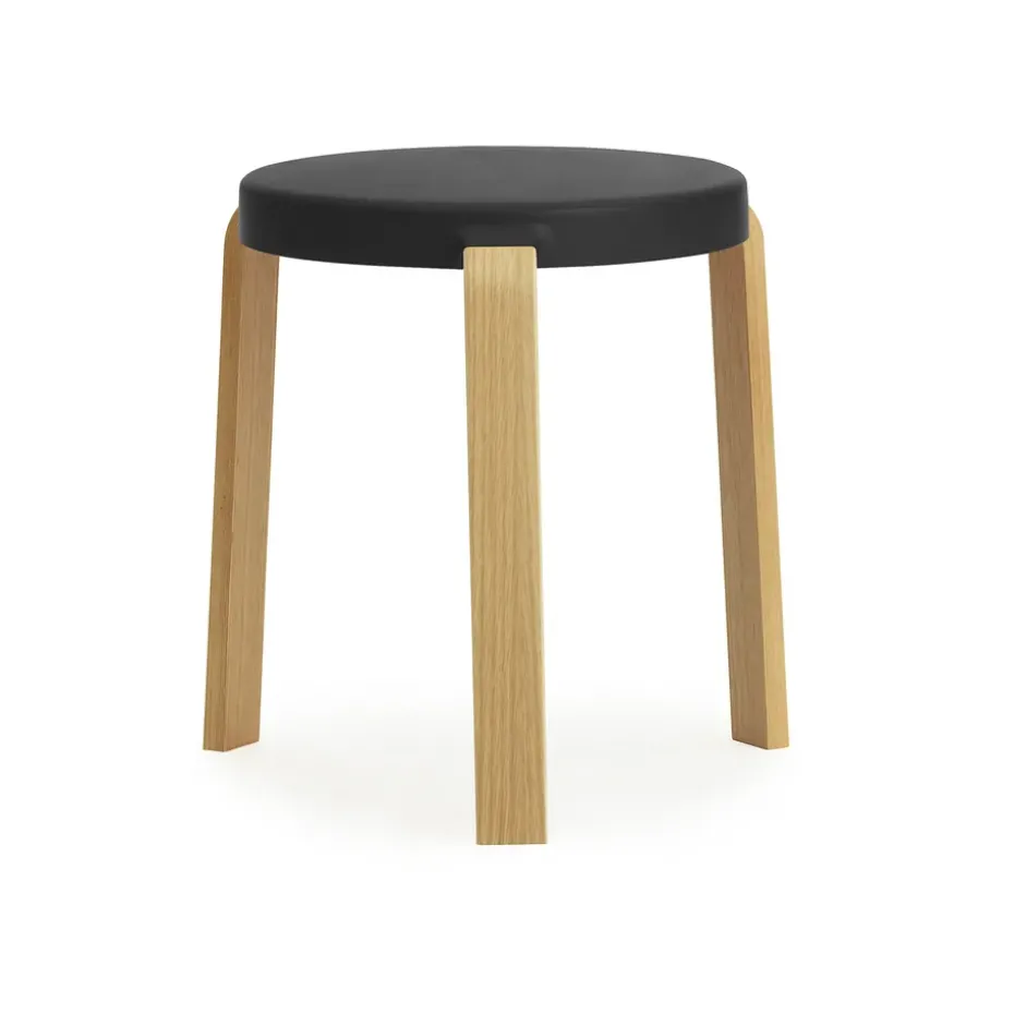 Tabouret Tap, noir-chêne