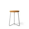Tabouret V-1, Teck-structure en acier avec galvanisation à chaud, 45 cm