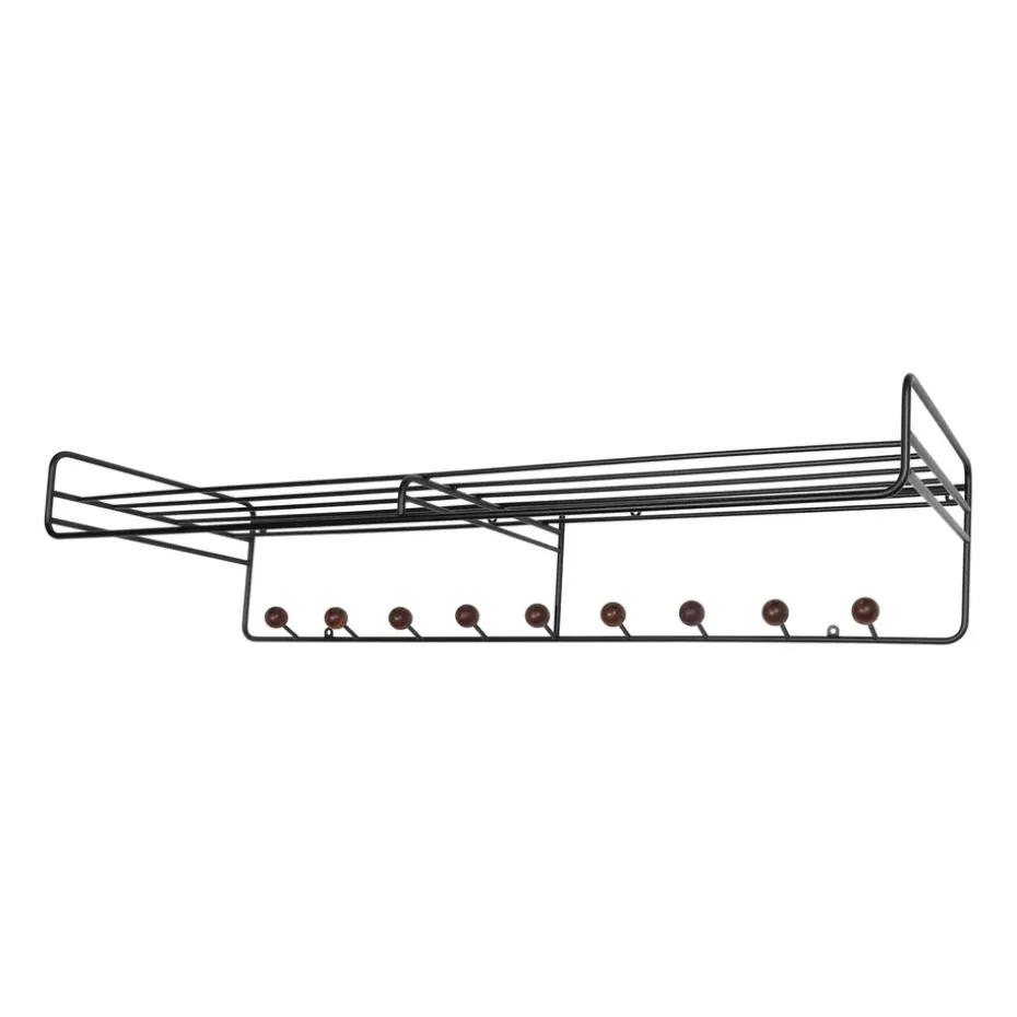 Étagère à chapeaux Bill Hat Rack L, Marron foncé-noir