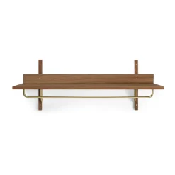 Étagère avec tringle Sector 37x87 cm, Smoked Oak, brass