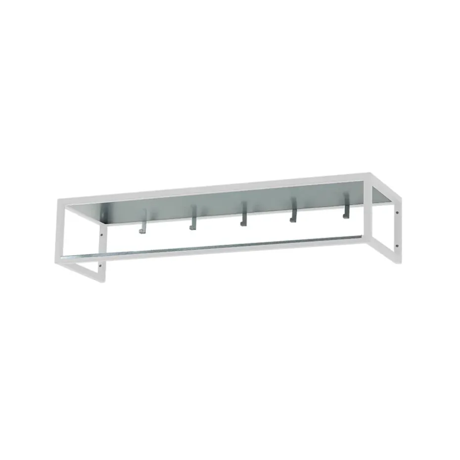 Étagère d'entrée 11, Laqué blanc, plateau en zinc