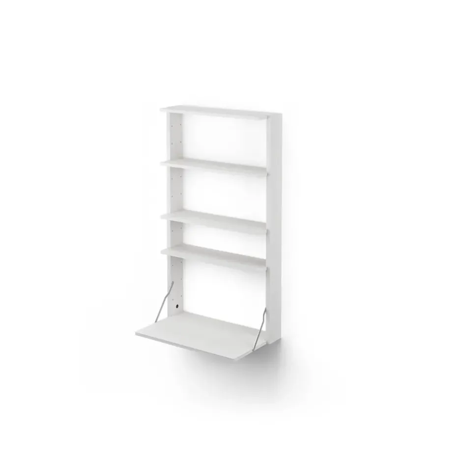 Étagère murale avec bureau Gridlock - M1-A4-0-D, White stained Ash