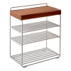 Étagère-tabouret Lower East Seat 50x28x58 cm, White-cognac leather
