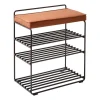 Étagère-tabouret Lower East Seat 50x28x58 cm, Black-cognac leather