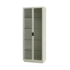 Vitrine Frame XL, light grey, poignée en cuir noir