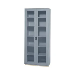 Vitrine haute Snö F, Nordic blue, support en bouleau, dj.42 cm