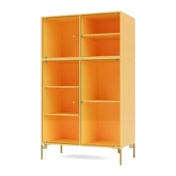 Vitrine Ripple III 69,6x117,6x38 cm, Acacia-pieds Brass