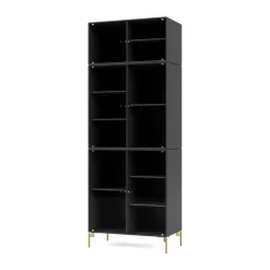Vitrine Ripple IV 69,6x187,2x38 cm, Anthracite-pieds Brass