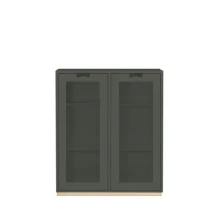 Vitrine Snö E, Green khaki, support en bouleau, dj.30 cm