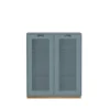 Vitrine Snö E, Nordic blue, support en chêne, dj.30 cm