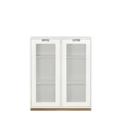 Vitrine Snö E, White, support en chêne, dj.42 cm