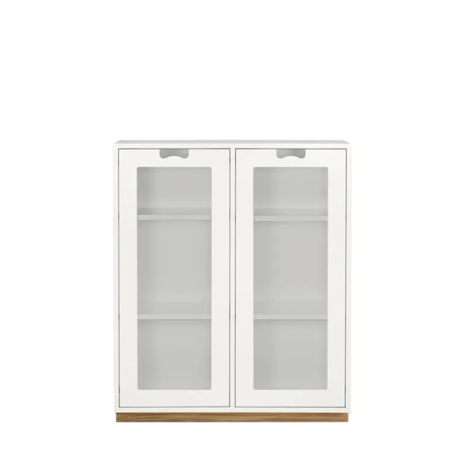 Vitrine Snö E, White, support en chêne, dj.30 cm