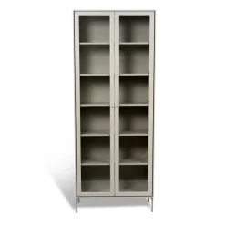 Vitrine Volt 190 cm beige, Détails en acier inoxydable