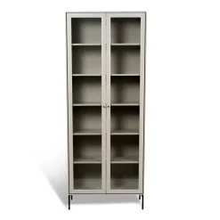 Vitrine Volt 190 cm beige, Détails en noir