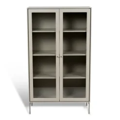 Vitrine Volt 130 cm beige, Détails en acier inoxydable